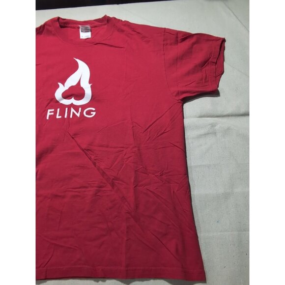 Fling Upside Down Heart Promo Men's Graphic Print Short Sleeve T-Shirt Red XL - Picture 3 of 10